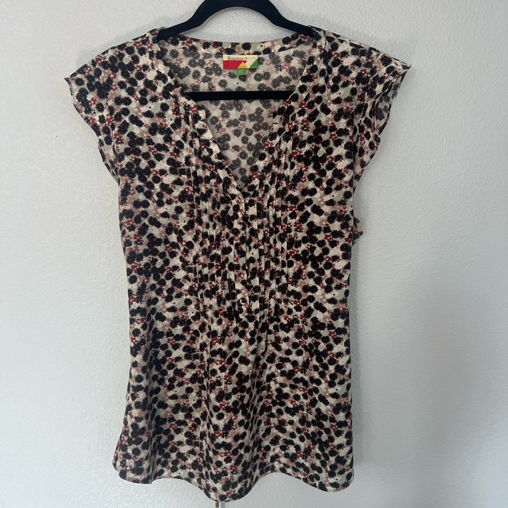 Fervour White Black Red Floral Blouse Size X Large